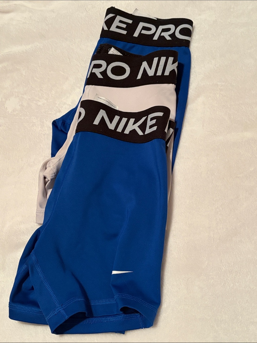 Nike Blue and White Pro Compression Shorts Pack